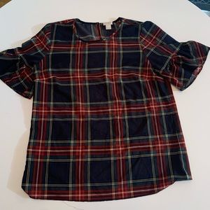 Plaid ruffle j. Crew blouse